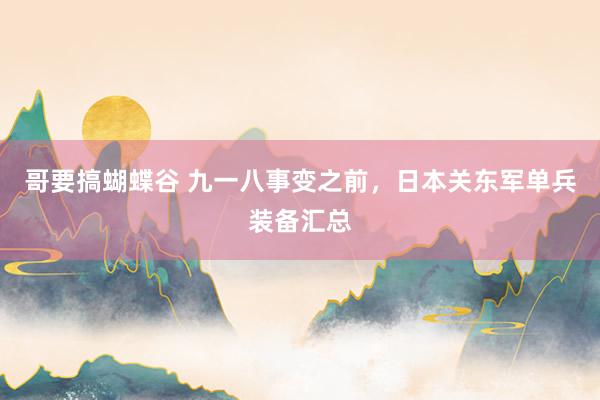 哥要搞蝴蝶谷 九一八事变之前，日本关东军单兵装备汇总